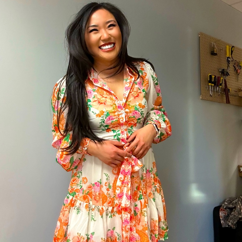 NWT Sundaze Dress - Floral Print Women’s Longsleeve Button Down Dress BNWT